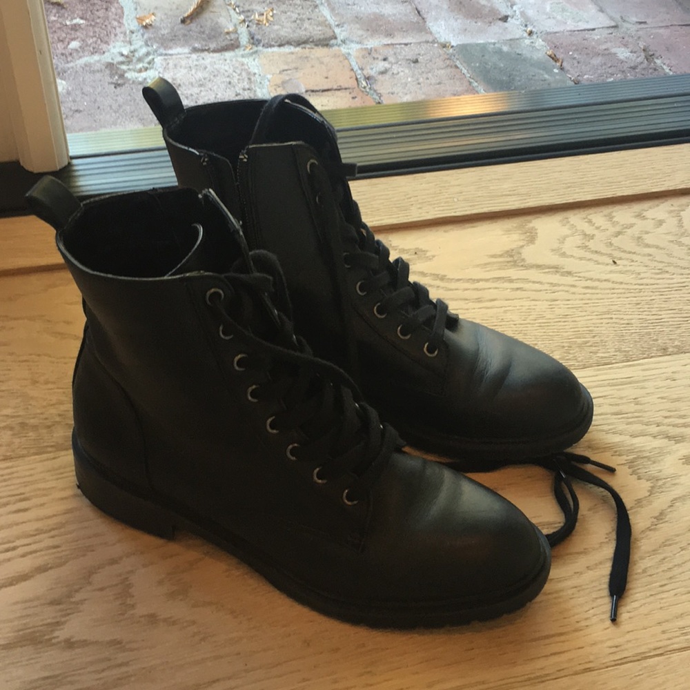 Steve Madden Black Combat Boots Size 8